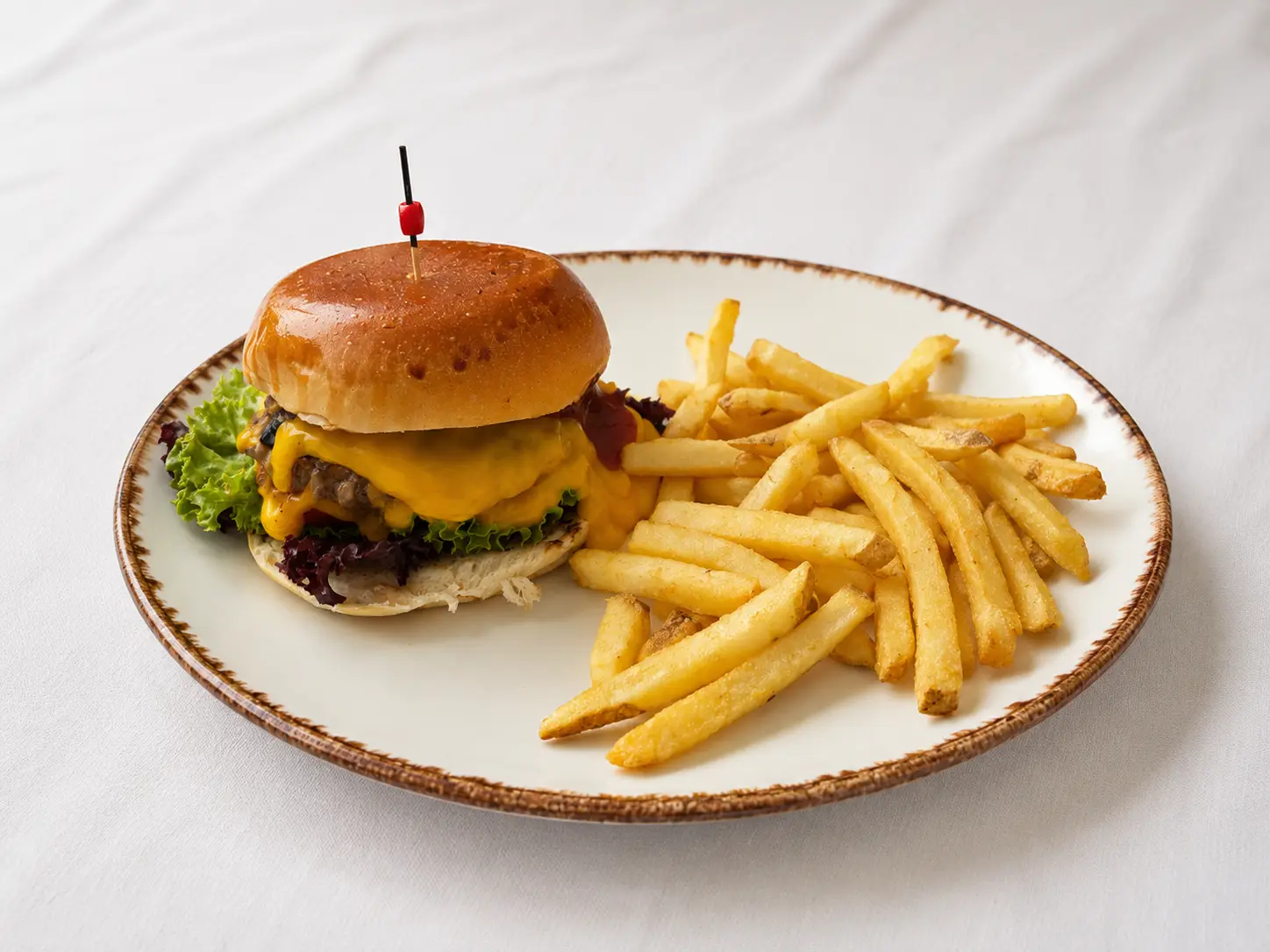Beef Burger with French Fries