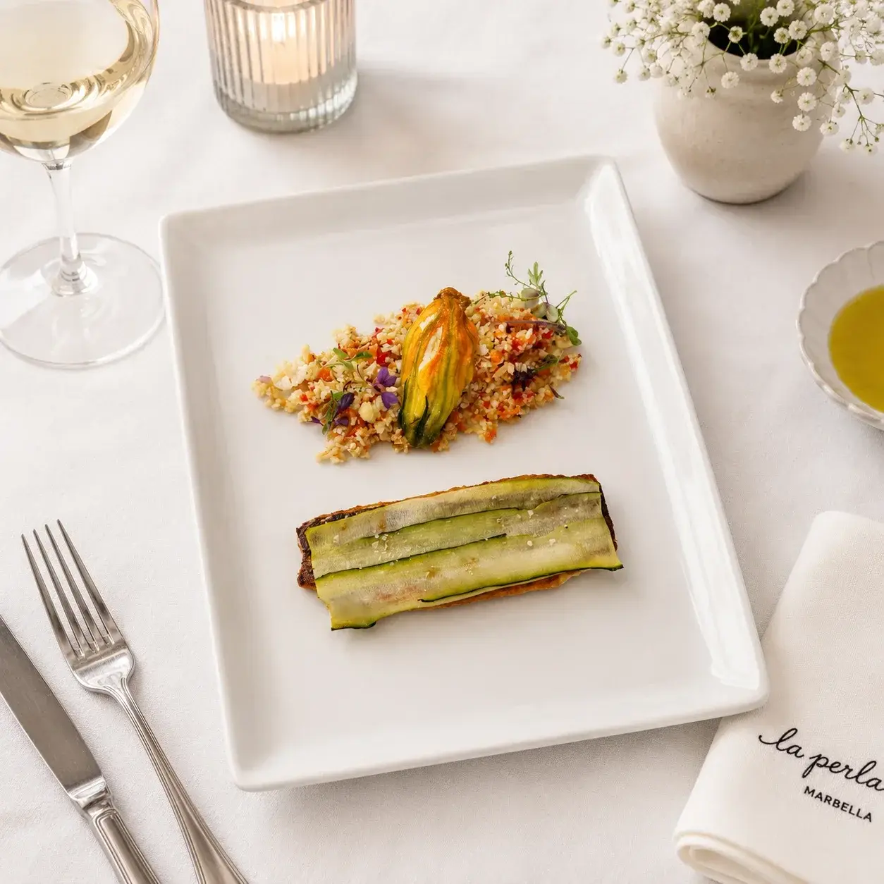 Cured Sea Bass with Cauliflower Couscous